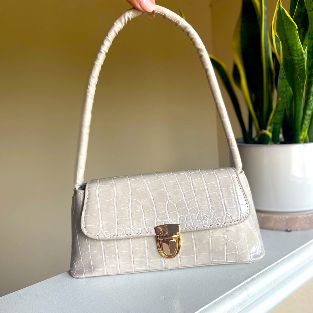 NEW Retro Cream Vegan Leather Handbag